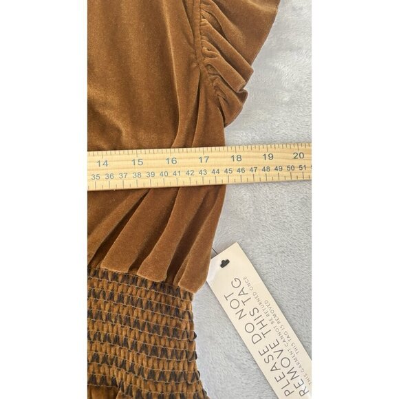 Happy X Nature by Kate Hudson Merrie Sleeveless Brown Velvet Dress Size M NWT - Picture 4 of 10